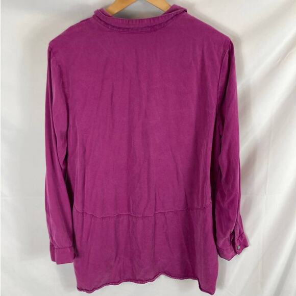 J Jill Tunic Womens Long Sleeve Magenta Partial Button Shirt Lyocell Large - Picture 5 of 5